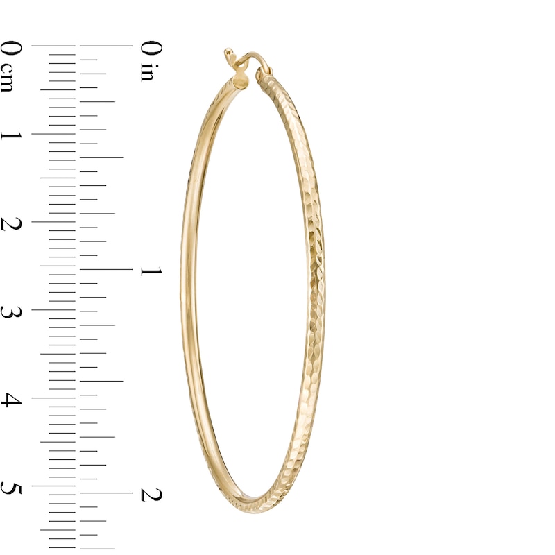 2.0 x 50.0mm Diamond-Cut Hoop Earrings in 10K Gold