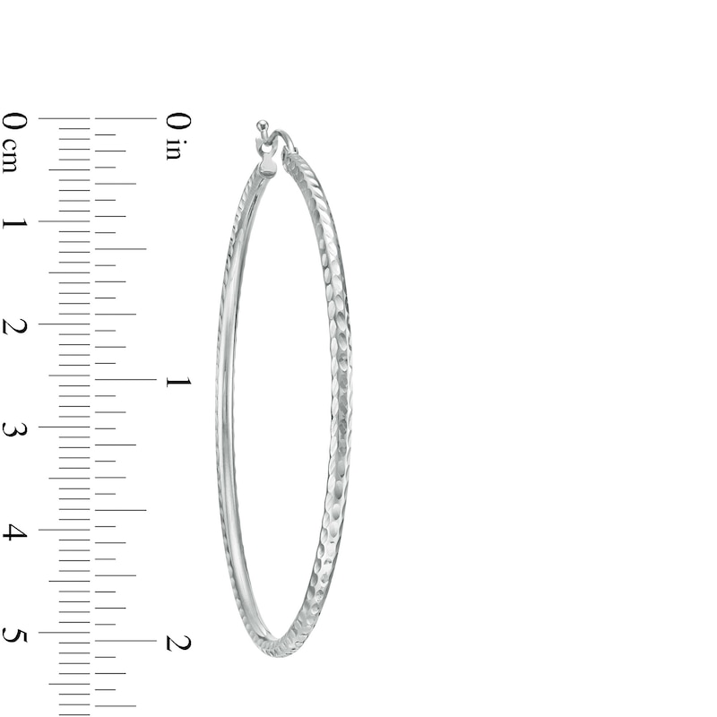 Main Image 2 of 50.0mm Diamond-Cut Hoop Earrings in 10K White Gold