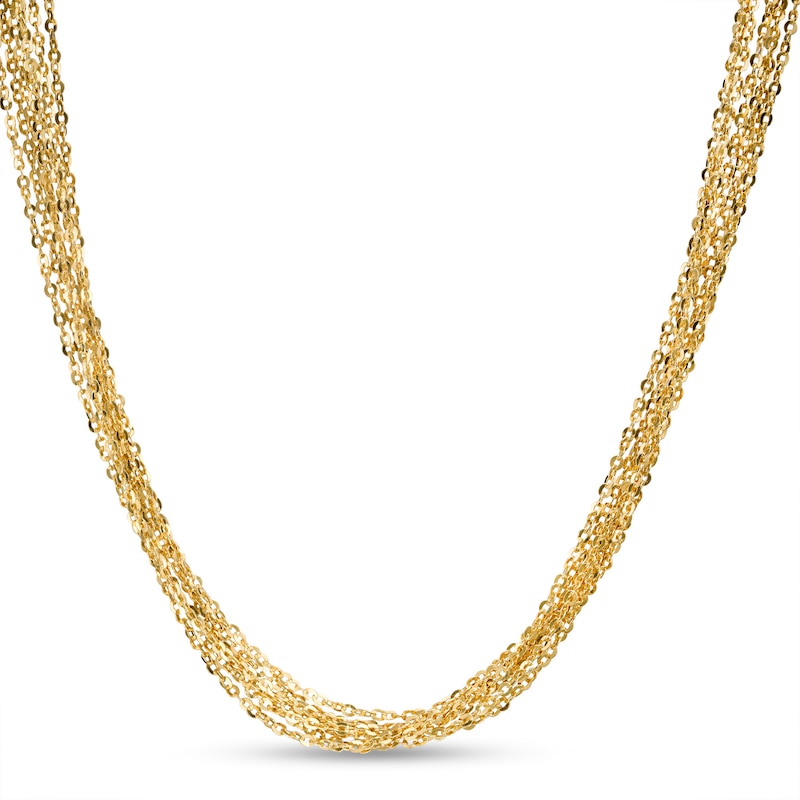Main Image 1 of Made in Italy 030 Gauge Multi-Strand Cable Chain Necklace in Sterling Silver with 18K Gold Plate - 18"