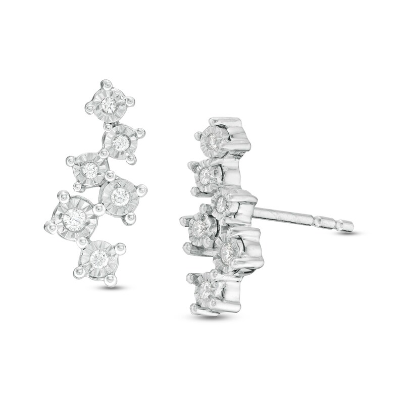 Main Image 1 of 1/10 CT. T.W. Diamond Scatter Stud Earrings in Sterling Silver