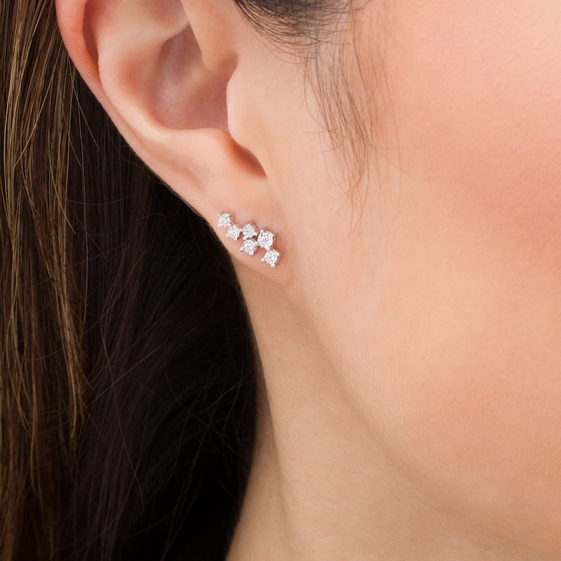 Main Image 2 of 1/10 CT. T.W. Diamond Scatter Stud Earrings in Sterling Silver