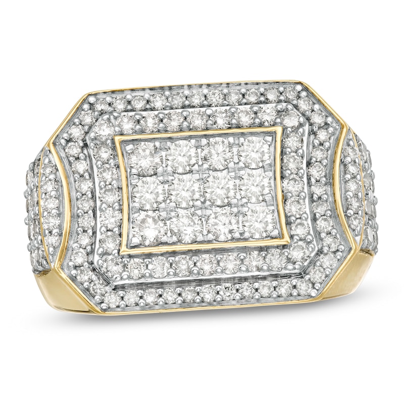 Men's 2 CT. T.W. Composite Diamond Rectangular Frame Ring in 10K Gold