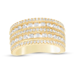 2 CT. T.W. Diamond Multi-Row Vintage-Style Engagement Ring in 10K Gold