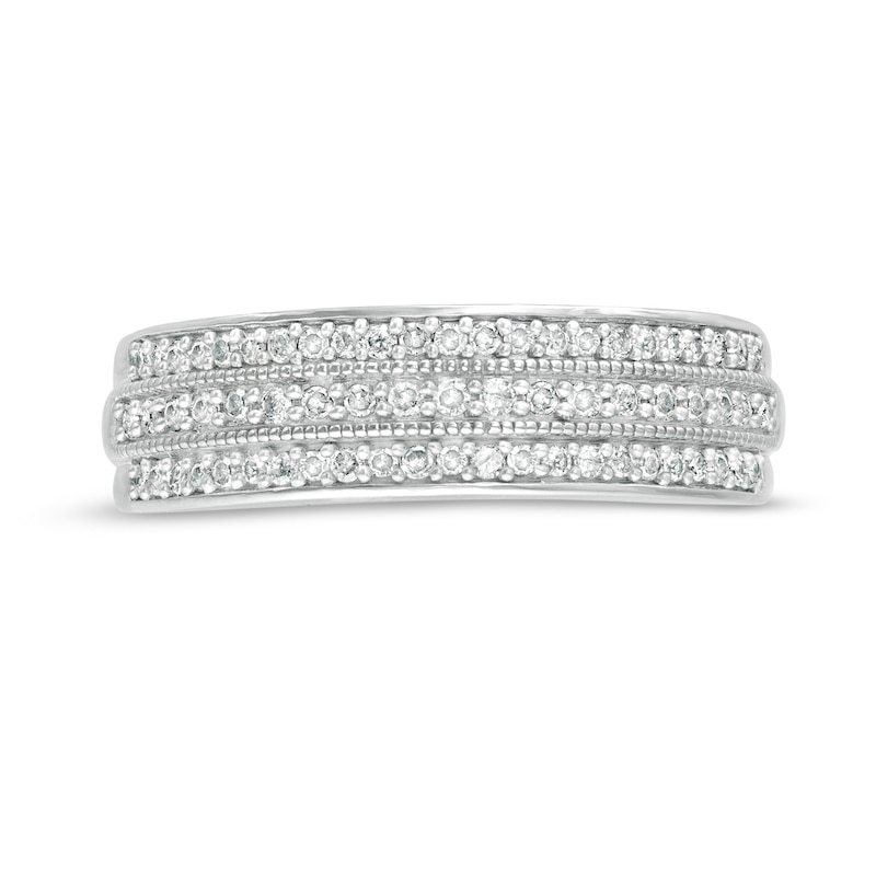 1/3 CT. T.W. Diamond Multi-Row Vintage-Style Band in 10K White Gold