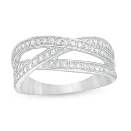 3/8 CT. T.W. Diamond Multi-Row Crossover Anniversary Band in Sterling Silver