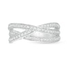 Thumbnail Image 4 of 3/8 CT. T.W. Diamond Multi-Row Crossover Anniversary Band in Sterling Silver