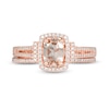 Thumbnail Image 3 of Oval Morganite and 1/3 CT. T.W. Diamond Cushion Frame Collared Split Shank Bridal Set in 10K Rose Gold