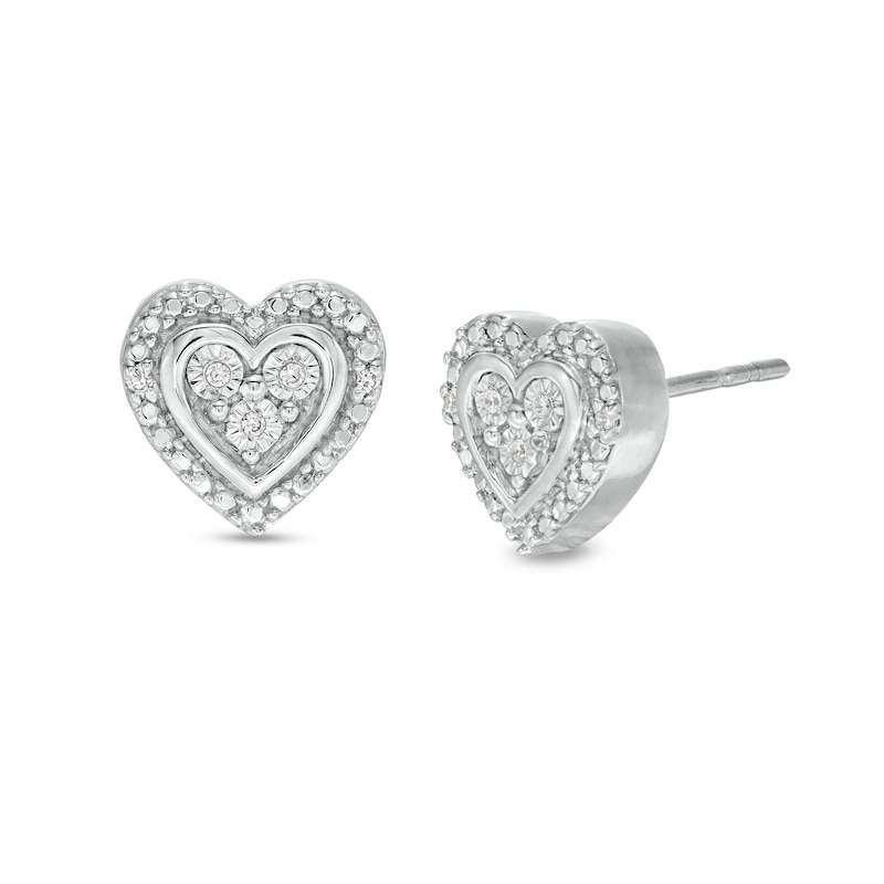 Diamond Accent Heart Stud Earrings in Sterling Silver Zales Outlet