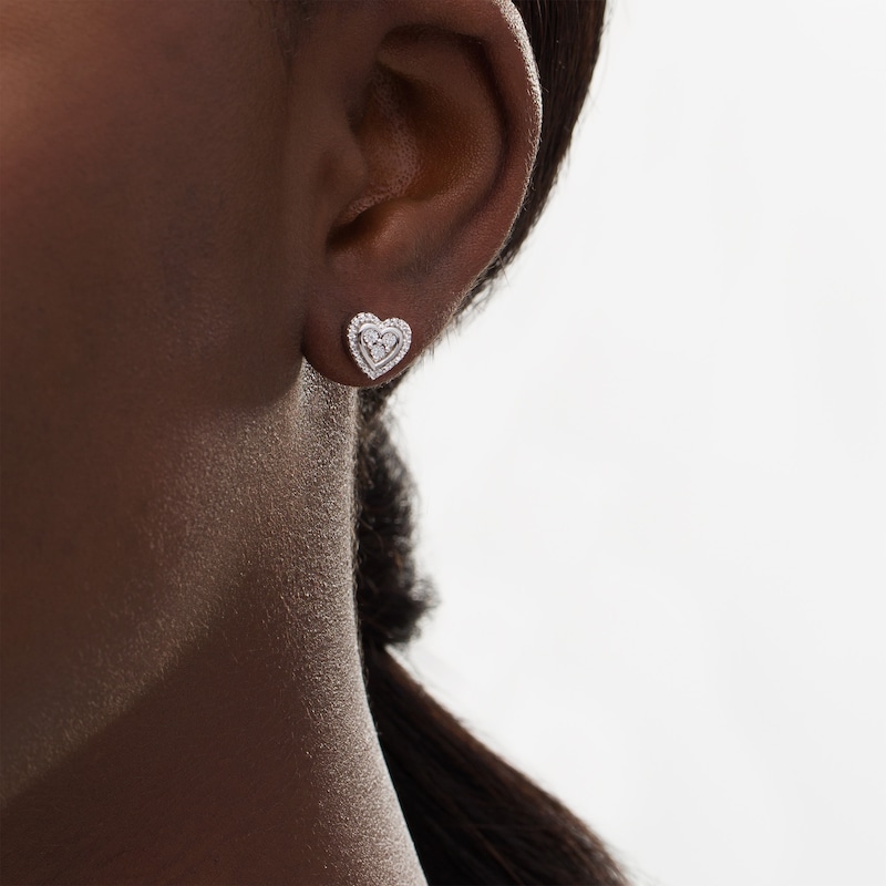 Diamond Accent Heart Stud Earrings in Sterling Silver Zales Outlet