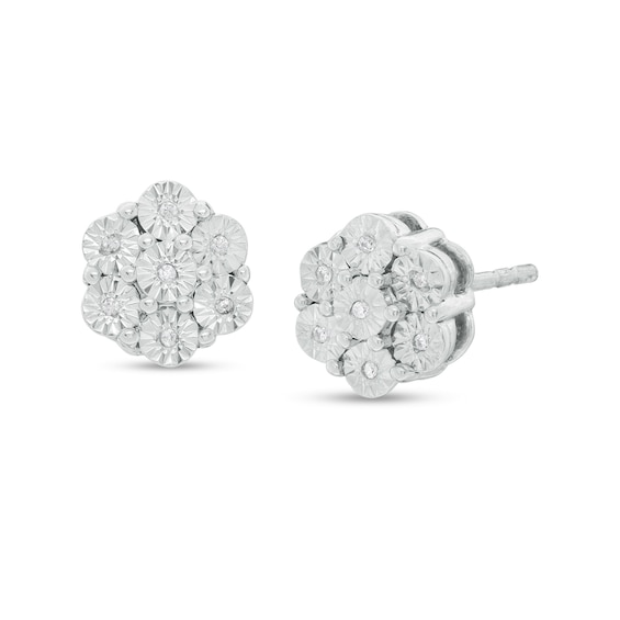Diamond Accent Flower Stud Earrings in Sterling Silver Diamond Accent Flower Stud Earrings in Sterling Silver