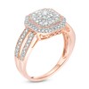 Thumbnail Image 3 of 1/2 CT. T.W. Composite Diamond Octagonal Frame Vintage-Style Split Shank Engagement Ring in 10K Rose
