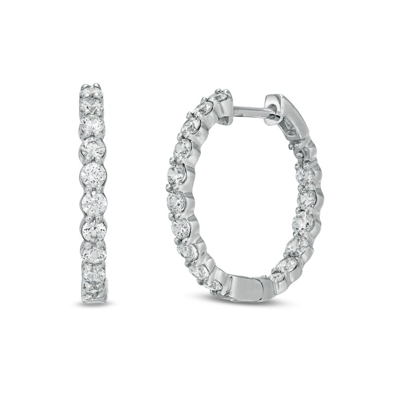1 CT. T.W. Diamond Inside-Out Hoop Earrings in 14K White Gold