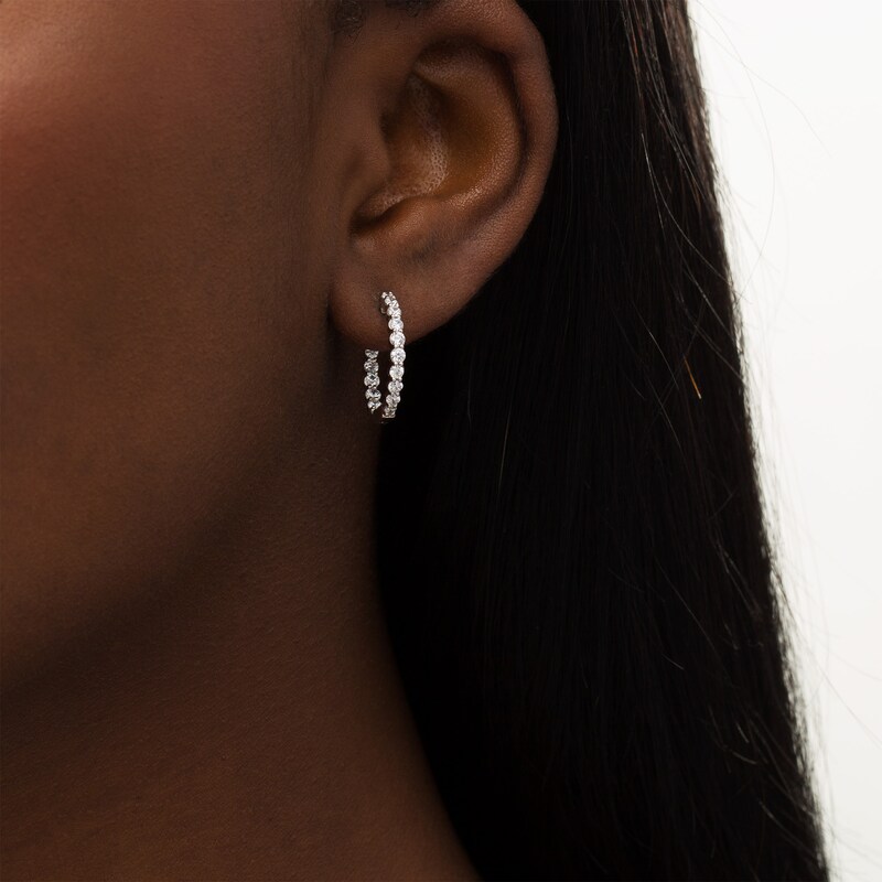 1 CT. T.W. Diamond Inside-Out Hoop Earrings in 14K White Gold