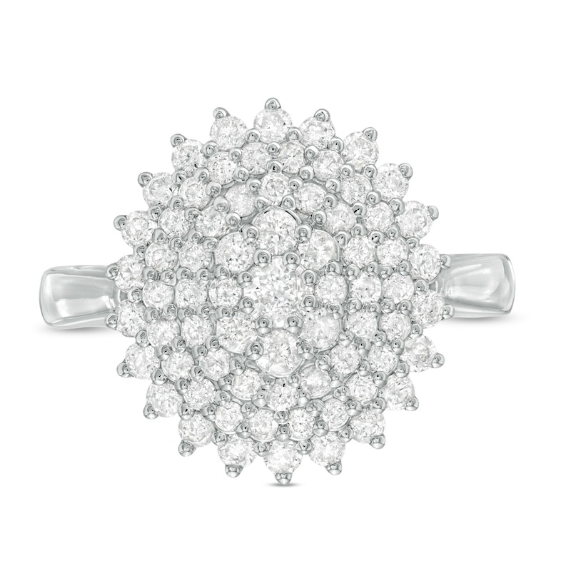 Main Image 4 of 1 CT. T.W. Composite Diamond Sunburst Ring in 10K White Gold
