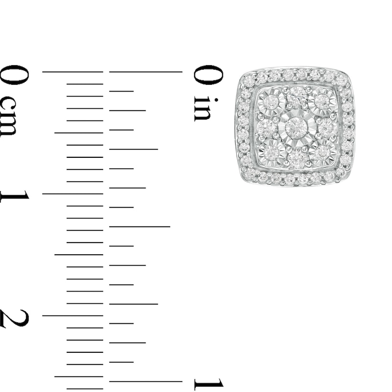 1/2 CT. T.W. Composite Diamond Cushion Frame Stud Earrings in 10K White Gold