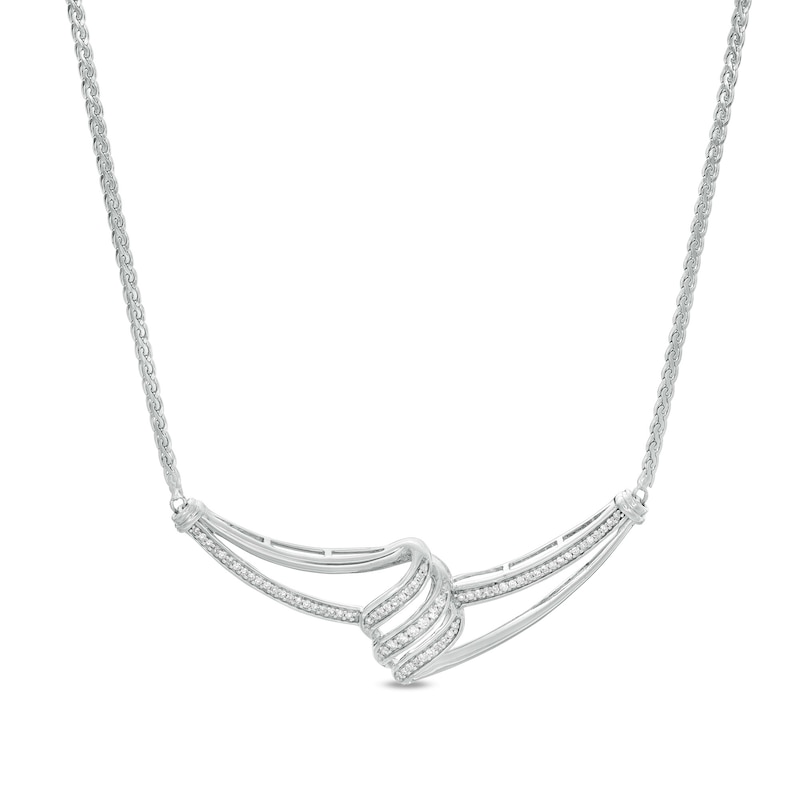 Main Image 1 of 1/5 CT. T.W. Diamond Flame Bypass Necklace in Sterling Silver