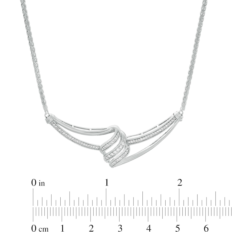 Main Image 2 of 1/5 CT. T.W. Diamond Flame Bypass Necklace in Sterling Silver
