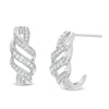 1/5 CT. T.W. Diamond Cascading Flame J-Hoop Earrings in Sterling Silver