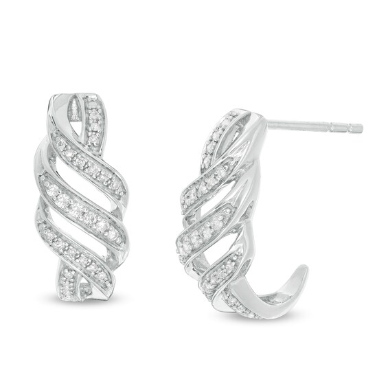 1/5 CT. T.W. Diamond Cascading Flame J-Hoop Earrings in Sterling Silver 1/5 CT. T.W. Diamond Cascading Flame J-Hoop Earrings in Sterling Silver