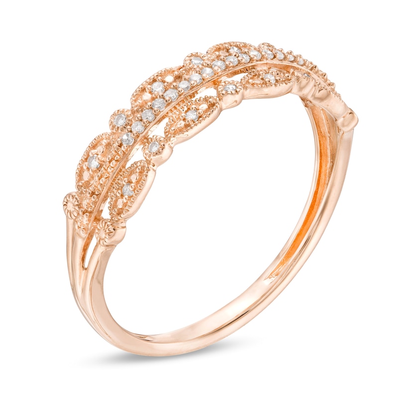 1/15 CT. T.W. Diamond Multi-Row Vintage-Style Anniversary Band in 10K Rose Gold