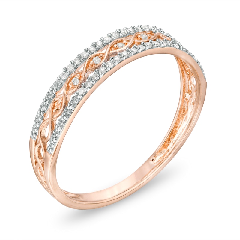 Main Image 2 of 1/15 CT. T.W. Diamond Multi-Row Anniversary Band in 10K Rose Gold