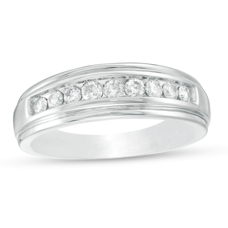 Main Image 1 of 1/2 CT. T.W. Diamond Wedding Band in 10K White Gold