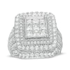 Thumbnail Image 0 of 3 CT. T.W. Composite Diamond Double Cushion Frame Vintage-Style Engagement Ring in 10K White Gold