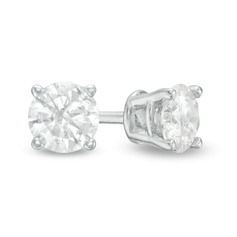 Main Image 1 of 1/2 CT. T.W. Diamond Solitaire Stud Earrings in 10K White Gold