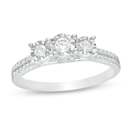 1/3 CT. T.W. Diamond Past Present Future® Double Row Engagement Ring in 10K White Gold