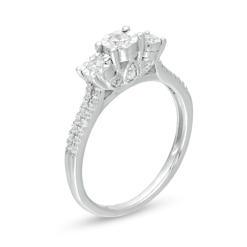 Main Image 2 of 1/3 CT. T.W. Diamond Past Present Future® Double Row Engagement Ring in 10K White Gold
