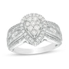 Thumbnail Image 0 of 1/2 CT. T.W. Composite Diamond Pear Frame Multi-Row Engagement Ring in 10K White Gold
