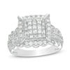 Thumbnail Image 0 of 1 CT. T.W. Composite Diamond Cushion Frame Vintage-Style Engagement Ring in 10K White Gold