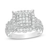 Thumbnail Image 1 of 1 CT. T.W. Composite Diamond Cushion Frame Vintage-Style Engagement Ring in 10K White Gold