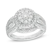 Thumbnail Image 0 of 1 CT. T.W. Composite Diamond Double Frame Vintage-Style Engagement Ring in 10K White Gold