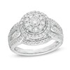 Thumbnail Image 0 of 1 CT. T.W. Composite Diamond Double Frame Vintage-Style Engagement Ring in 10K White Gold