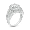 Thumbnail Image 1 of 1 CT. T.W. Composite Diamond Double Frame Vintage-Style Engagement Ring in 10K White Gold