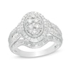 Thumbnail Image 1 of 1 CT. T.W. Composite Diamond Oval Frame Vintage-Style Engagement Ring in 10K White Gold