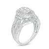 Thumbnail Image 1 of 1 CT. T.W. Composite Diamond Oval Frame Vintage-Style Engagement Ring in 10K White Gold