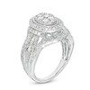 Thumbnail Image 2 of 1 CT. T.W. Composite Diamond Oval Frame Vintage-Style Engagement Ring in 10K White Gold
