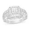 Thumbnail Image 0 of 1/2 CT. T.W. Composite Diamond Square Frame Vintage-Style Engagement Ring in 10K White Gold