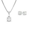 Thumbnail Image 1 of 1/4 CT. T.W. Diamond Solitaire Pendant and Earrings Set in Sterling Silver