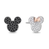 Thumbnail Image 0 of Mickey Mouse & Minnie Mouse 1/4 CT. T.W. Enhanced Black and White Diamond Earrings in Sterling Silver and 10K Rose Gold