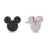 Thumbnail Image 1 of Mickey Mouse & Minnie Mouse 1/4 CT. T.W. Enhanced Black and White Diamond Earrings in Sterling Silver and 10K Rose Gold