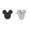 Thumbnail Image 0 of Mickey Mouse & Minnie Mouse 1/4 CT. T.W. Enhanced Black and White Diamond Earrings in Sterling Silver and 10K Rose Gold