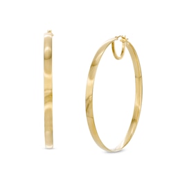 Made in Italy 60.0mm Flat Tube Hoop Earrings in 14K Gold