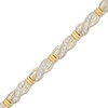 Thumbnail Image 1 of 2 CT. T.W. Baguette and Round Diamond Crossover Link Bracelet in 10K Gold - 7.5"