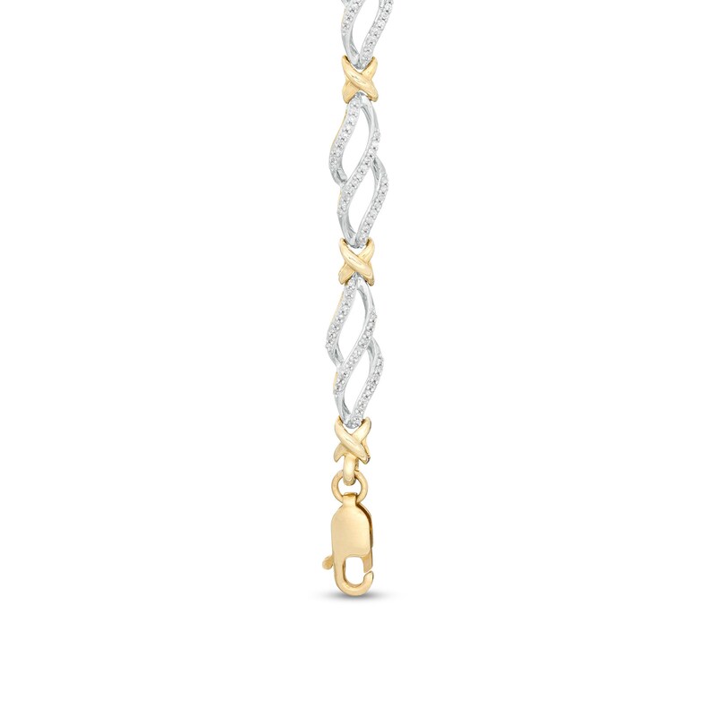Main Image 2 of 1/2 CT. T.W. Diamond Flame "X" Link Bracelet in 10K Two-Tone Gold - 7.5"