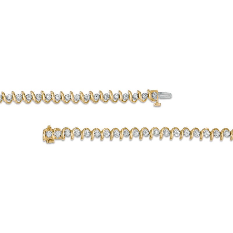 Main Image 3 of 1 CT. T.W. Diamond "S" Tennis Bracelet in 10K Gold