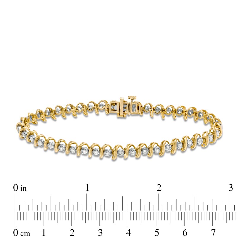 Main Image 4 of 1 CT. T.W. Diamond "S" Tennis Bracelet in 10K Gold