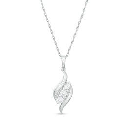 1/4 CT. T.W. Diamond Three Stone Flame Pendant in 10K White Gold